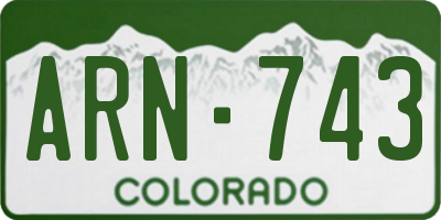 CO license plate ARN743