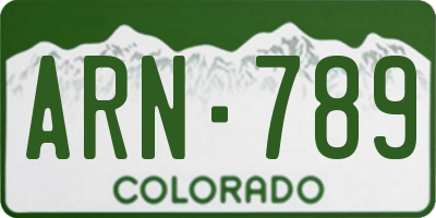 CO license plate ARN789