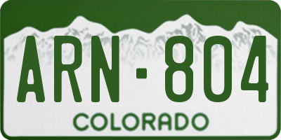 CO license plate ARN804