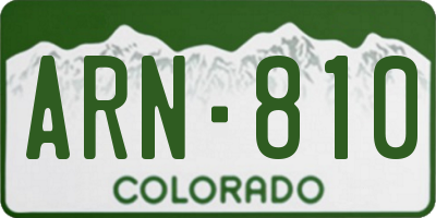 CO license plate ARN810