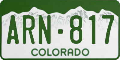 CO license plate ARN817