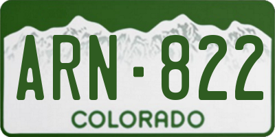 CO license plate ARN822