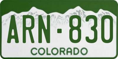 CO license plate ARN830