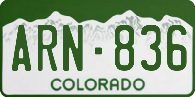 CO license plate ARN836