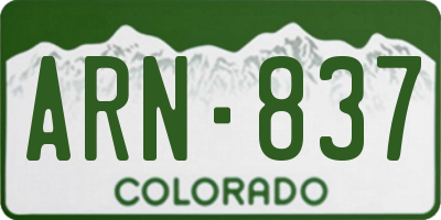 CO license plate ARN837