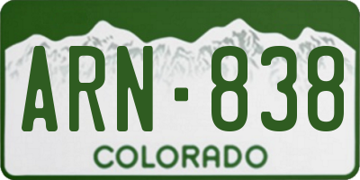 CO license plate ARN838