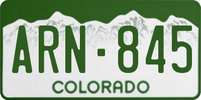 CO license plate ARN845