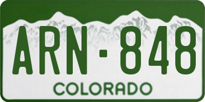 CO license plate ARN848