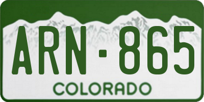 CO license plate ARN865