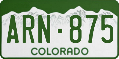 CO license plate ARN875