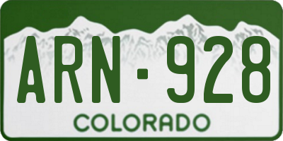 CO license plate ARN928
