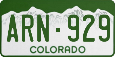 CO license plate ARN929