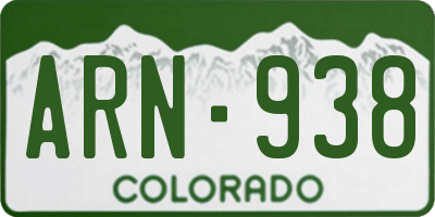 CO license plate ARN938