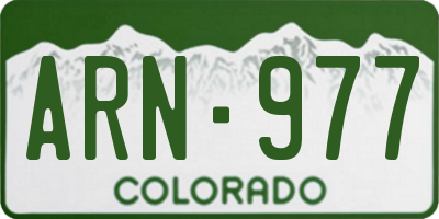CO license plate ARN977