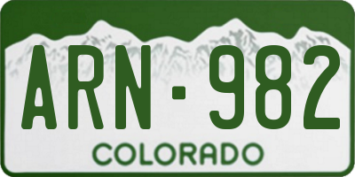 CO license plate ARN982