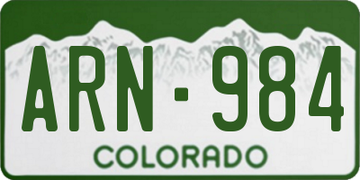 CO license plate ARN984