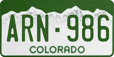 CO license plate ARN986