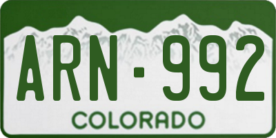 CO license plate ARN992