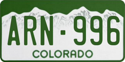 CO license plate ARN996