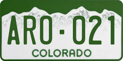 CO license plate ARO021