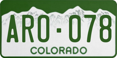 CO license plate ARO078
