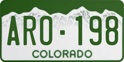 CO license plate ARO198