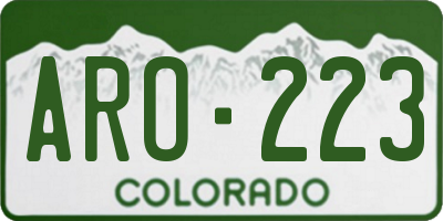 CO license plate ARO223