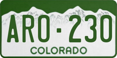 CO license plate ARO230