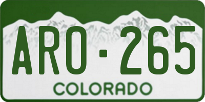 CO license plate ARO265