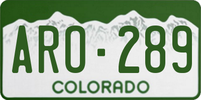 CO license plate ARO289