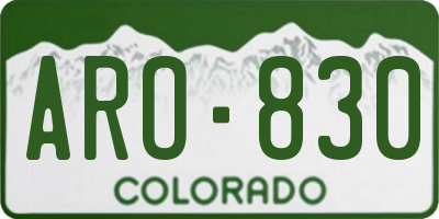 CO license plate ARO830