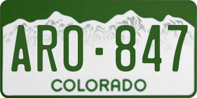 CO license plate ARO847