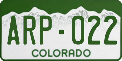 CO license plate ARP022