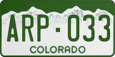 CO license plate ARP033