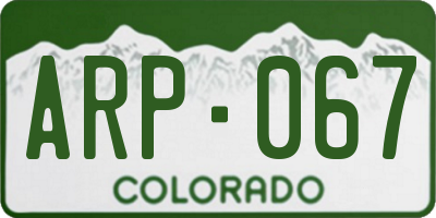 CO license plate ARP067