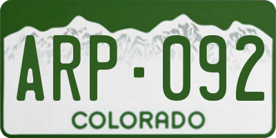 CO license plate ARP092