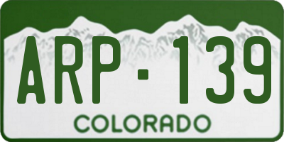 CO license plate ARP139