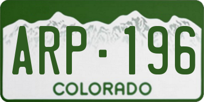 CO license plate ARP196