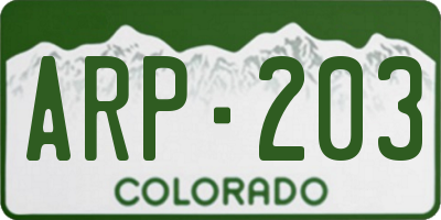 CO license plate ARP203