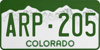 CO license plate ARP205