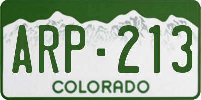 CO license plate ARP213