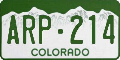 CO license plate ARP214