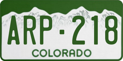 CO license plate ARP218