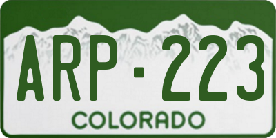 CO license plate ARP223