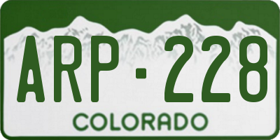 CO license plate ARP228