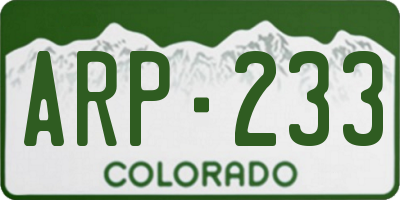 CO license plate ARP233