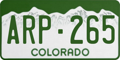 CO license plate ARP265