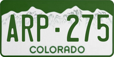 CO license plate ARP275