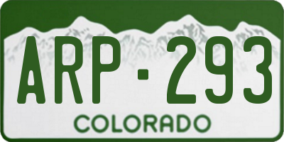 CO license plate ARP293