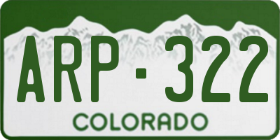 CO license plate ARP322